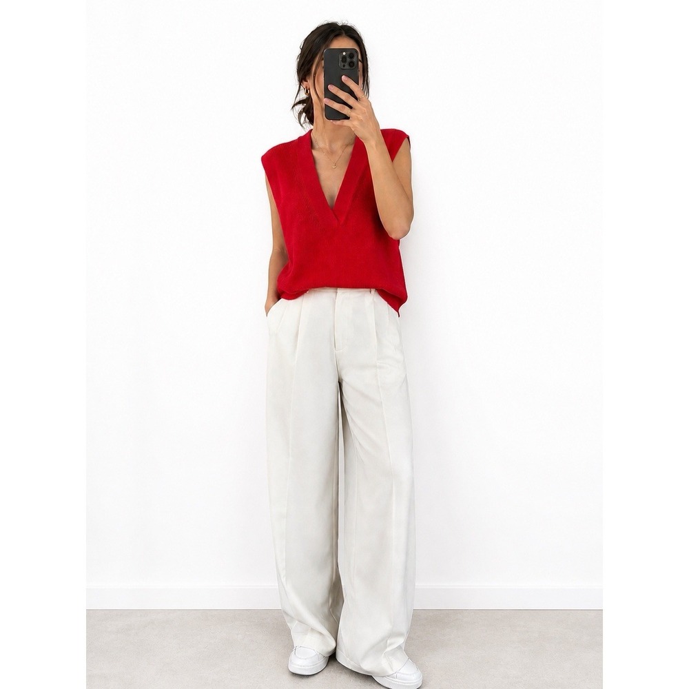 Aritzia Babaton Red Knit Vest Oversized Fit XXS (Fits S) Cotton Cashmere
